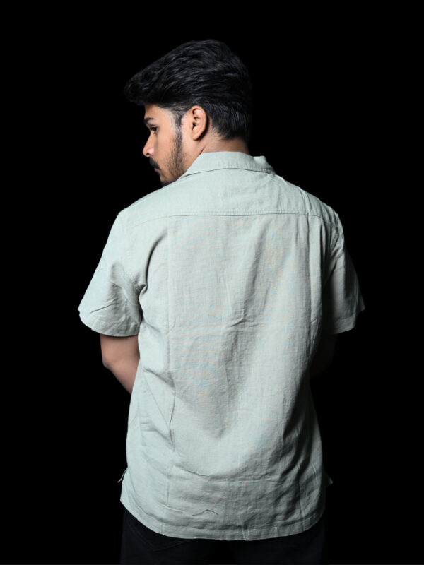 Classic Light Green Embroidered Short-Sleeve Shirt