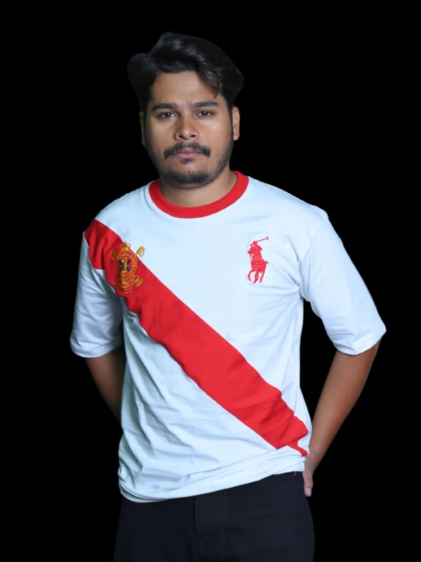 Polo-Inspired Graphic T-Shirt – White & Red Sports Edition - Image 2