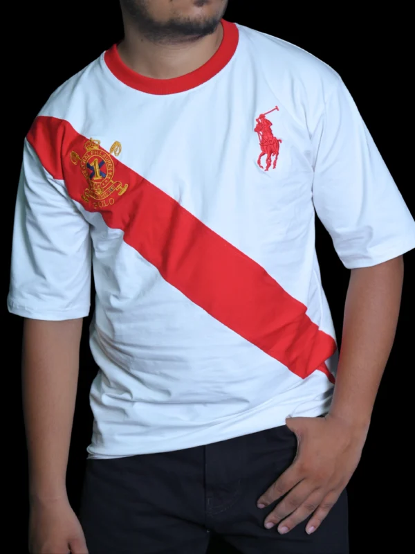 Polo-Inspired Graphic T-Shirt – White & Red Sports Edition - Image 3