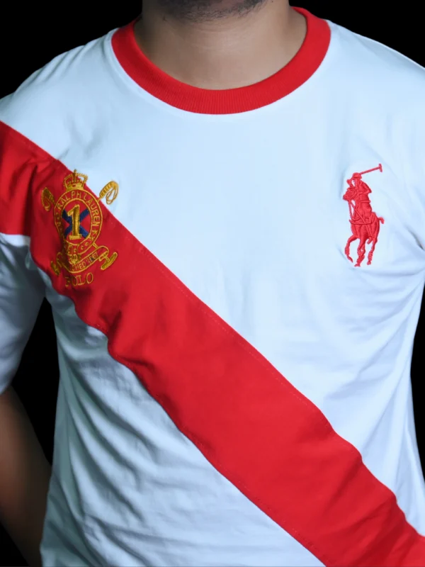 Polo-Inspired Graphic T-Shirt – White & Red Sports Edition - Image 5