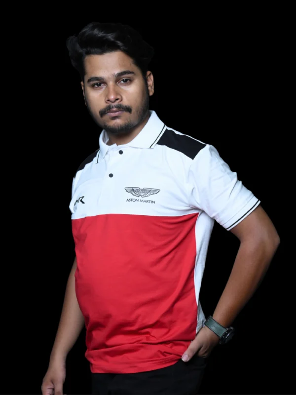 Aston Martin Style Polo T-Shirt- Red/White - Image 2