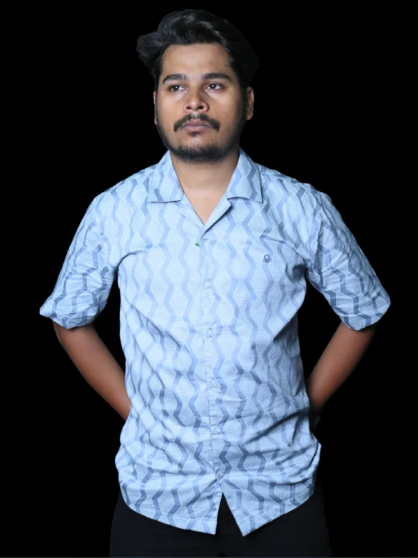 Branded Light Blue Zigzag Shirt