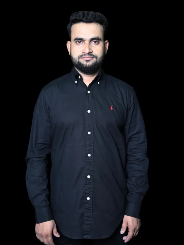 U.S. Polo-Inspired Black Button-Down Shirt
