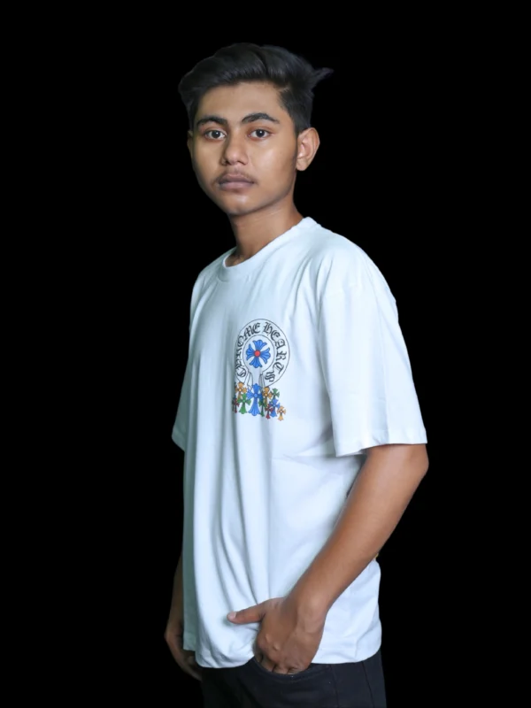 Peace Circle Graphic Oversized White T-Shirt