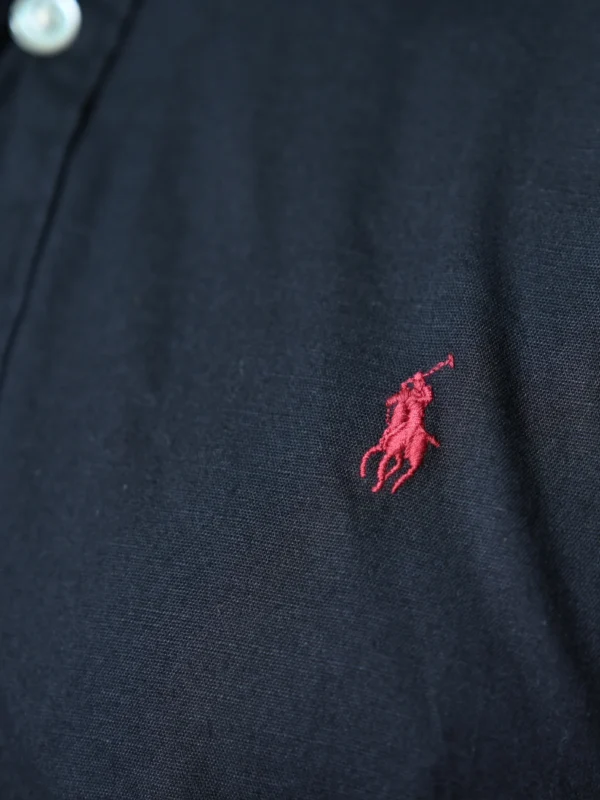 U.S. Polo-Inspired Black Button-Down Shirt