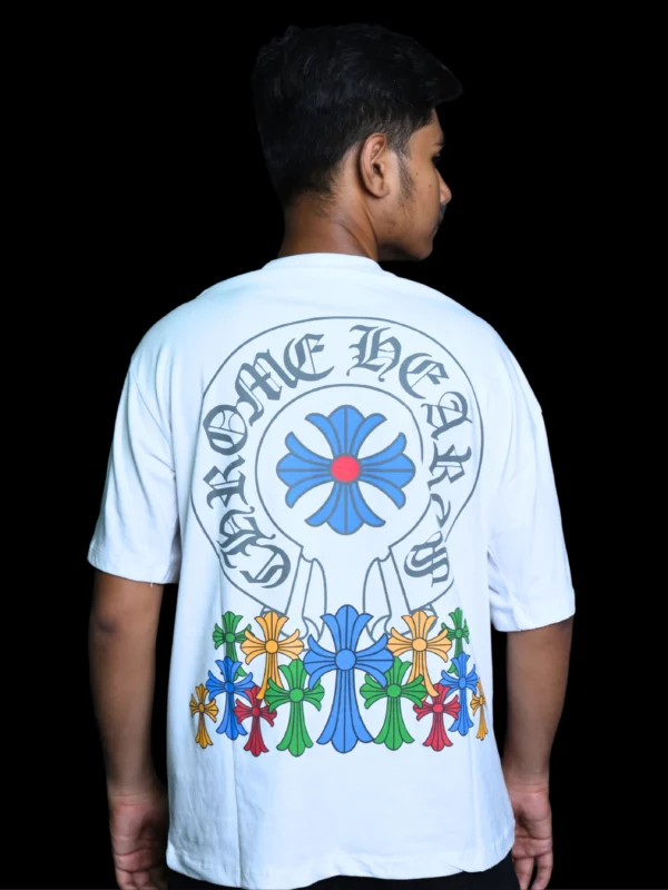 Peace Circle Graphic Oversized White T-Shirt