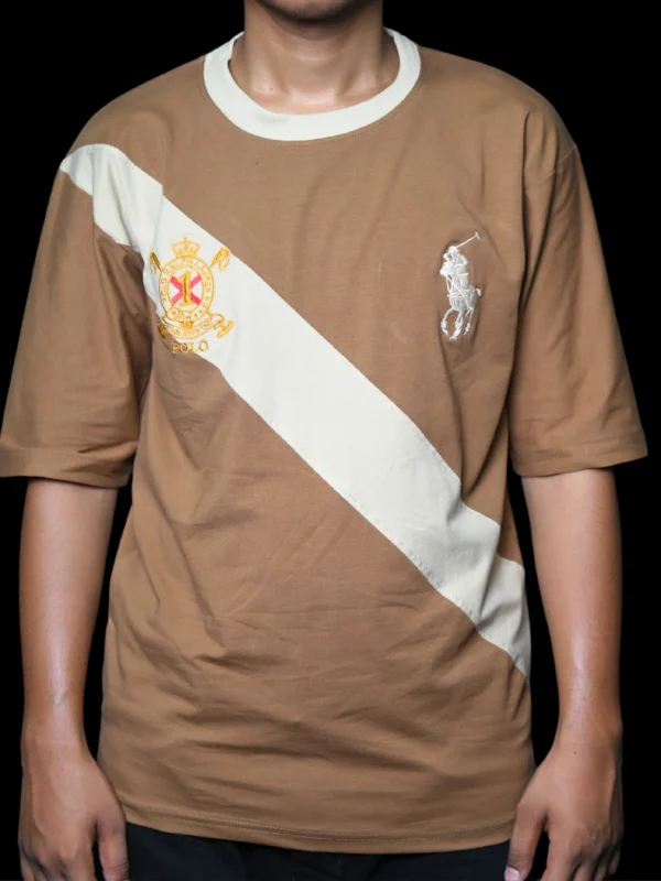 Royal Polo Heritage Tee – Brown & Cream Striped Edition