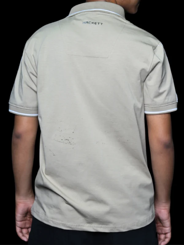 Beige Polo T-Shirt with Shoulder Stripes