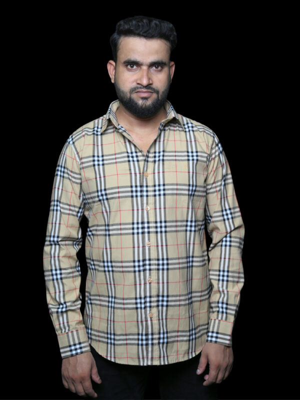 Burberry-Inspired Beige Plaid Button-Up Shirt
