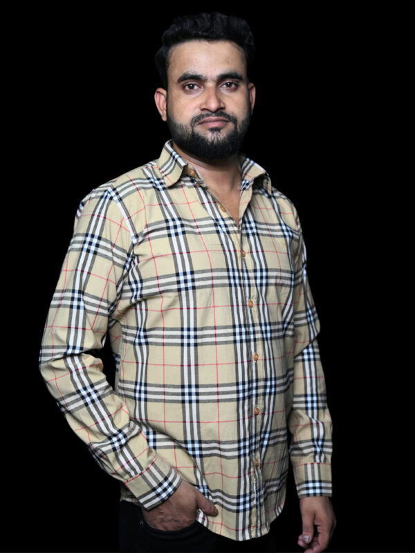Burberry-Inspired Beige Plaid Button-Up Shirt
