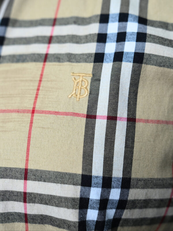 Burberry-Inspired Beige Plaid Button-Up Shirt
